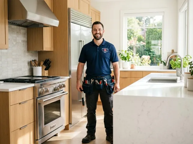 Appliance Repair Hero technician in a Bowie, MD kitchen after an appliance repair